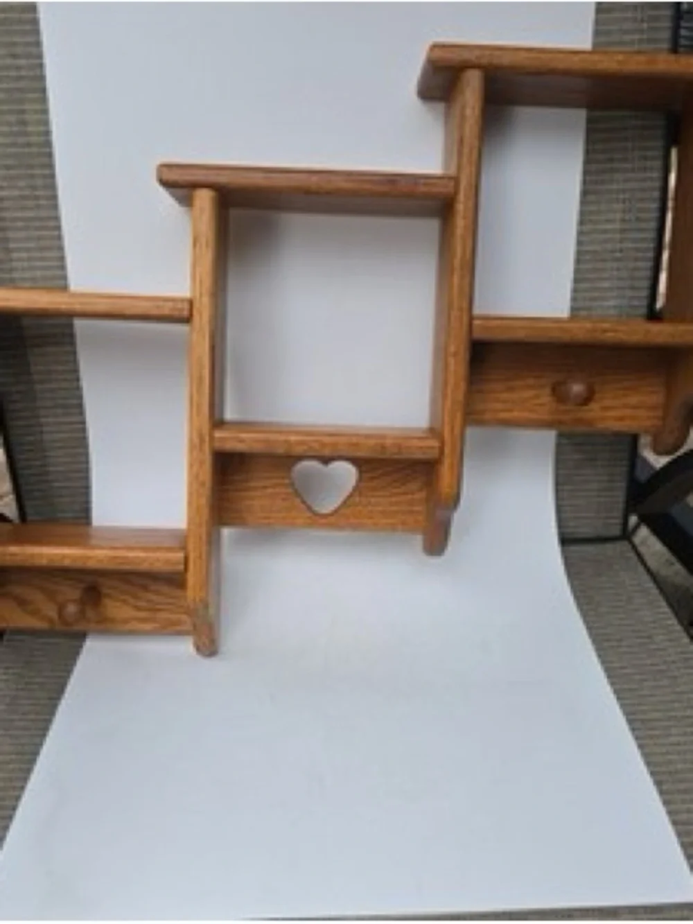 Vintage Solid Wood 3-Tier Shadow Box in an oak